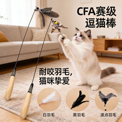 【CFA赛级逗猫棒】钢丝木柄耐咬