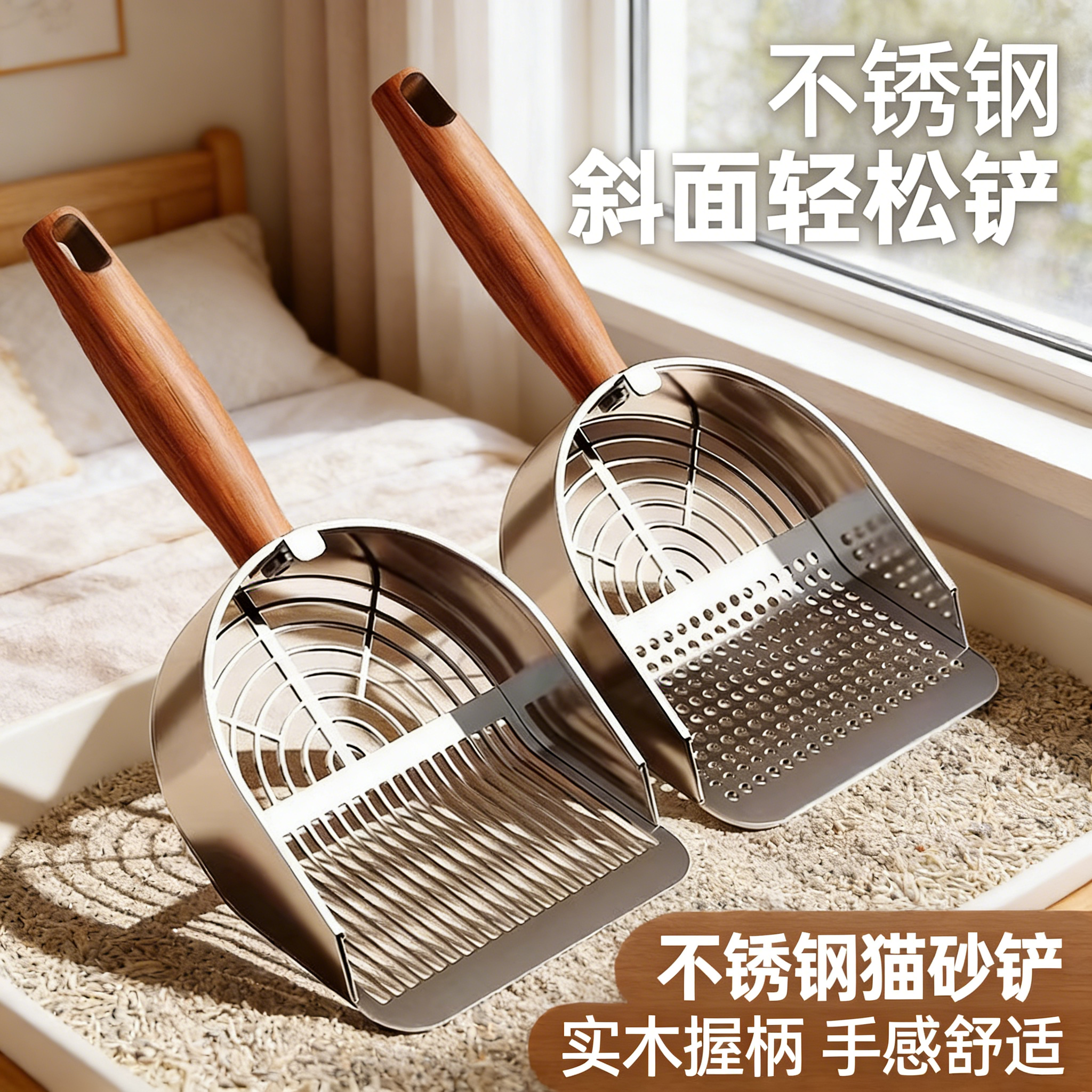 不锈钢猫砂铲细孔大号金属猫屎铲豆腐砂矿砂通用铲屎神器猫咪用品
