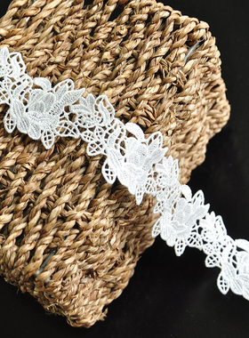 3.3cm宽本白色水溶花边辅料diy手工窗帘服装裙子装饰刺绣蕾丝花边