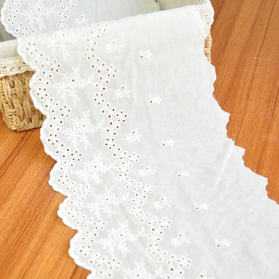 本白宽棉布花边裙摆接长蕾丝配件