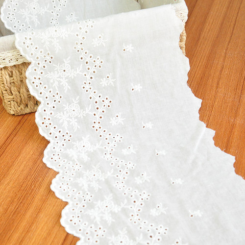 本白宽棉布花边裙摆接长蕾丝配件