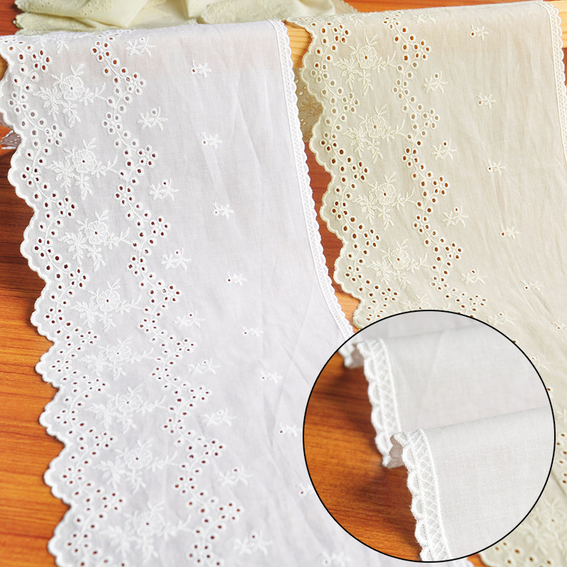 21CM宽棉布刺绣花边辅料diy手工衣服下摆裙子边床品窗帘纯棉蕾丝,居家布艺,花边,淘宝优惠券,粉丝福利购,淘宝优惠卷