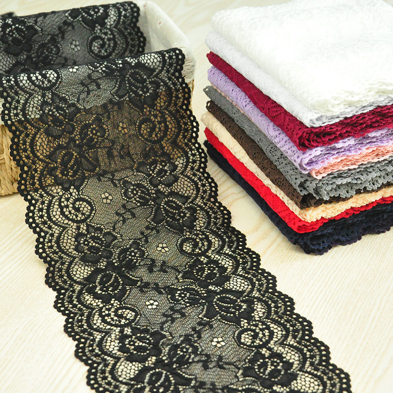 弹性蕾丝花边宽15cm服装辅料柔软黑白色弹力下摆裙边袖口领口装饰,居家布艺,花边,淘宝优惠券,粉丝福利购,淘宝优惠卷