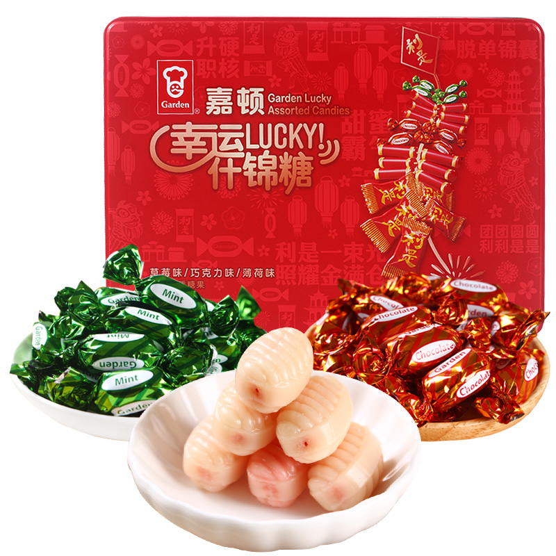 嘉顿幸运什锦糖360g铁盒装混味组合新年贺年糖果利是糖