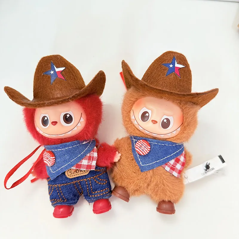 10cm迷你Labubu4.0衣服星星小牛仔套装拉布布4代小鼻嘎娃衣着替萌