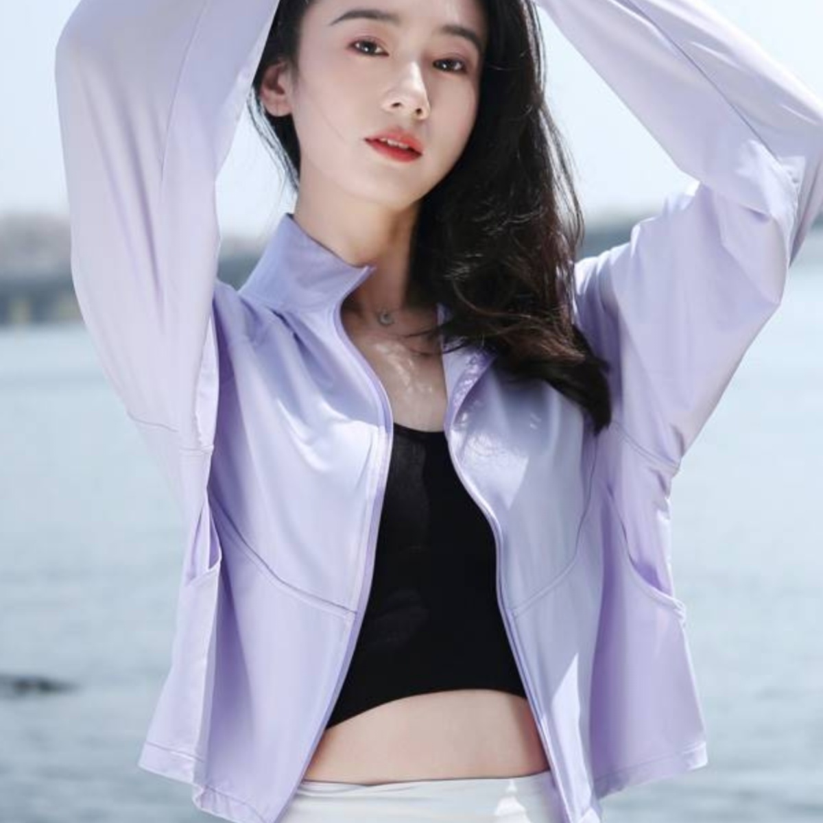 时尚防晒衣女夏季立领运动上衣上衣护颈长袖薄款户外开车神器外套