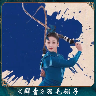 2023春晚群青舞蹈道具羽毛翎毛表演舞台头饰俏翎毛戏曲翎子