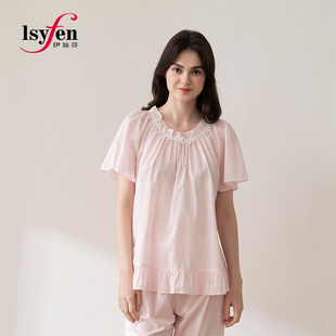 圆领套头短袖 纯棉60支梭织布 中裤 套装 32062 衣裤 伊丝芬春夏新款