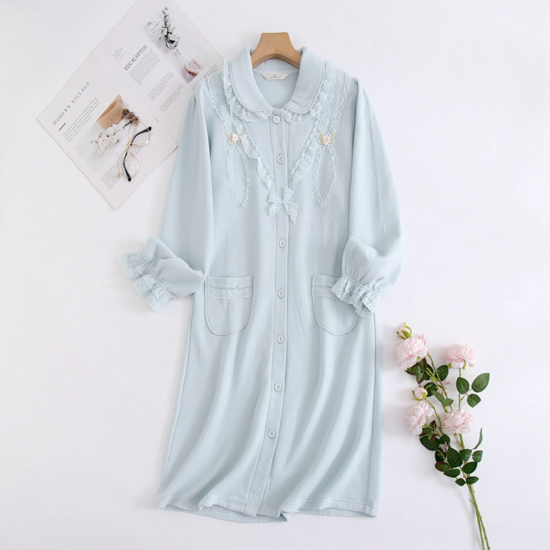 羅絲美純棉女士暖棉布居家睡袍