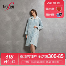 加绒加厚 伊丝芬法兰绒女式 可爱睡衣家居服30219 睡裙中长款 lsyfen