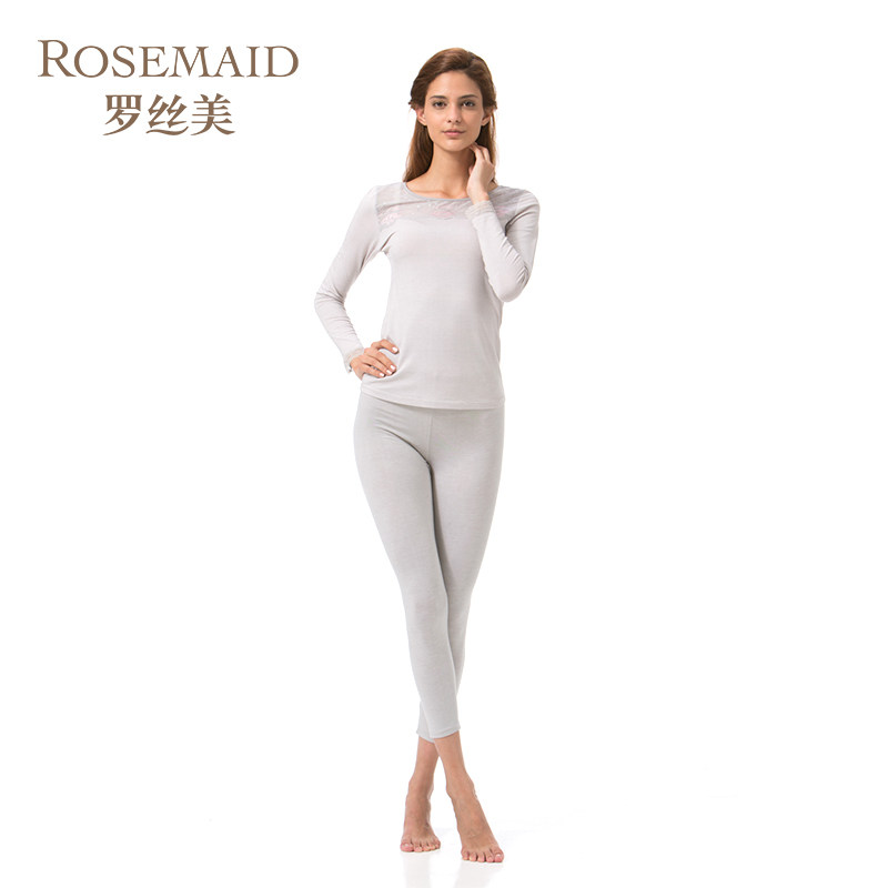 Rosemaid/罗丝美专柜新款女式睡衣裤棉莫代尔蕾丝舒适保暖衣77505