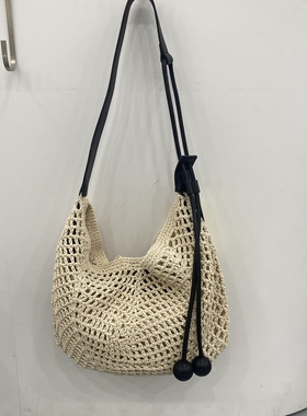 真皮加蜡绳水桶包手工编织包新款女包时尚单肩包托特包斜挎包9559