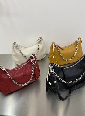 真皮新款女包时尚百搭手提包单肩斜挎包法棍包牛皮包流行包60736