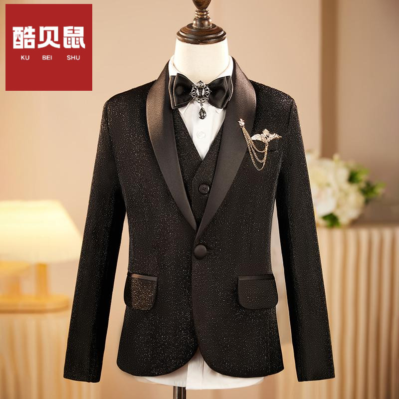 儿童小西装套装男童小主持人礼服英伦风男孩青果领正装西服演出服