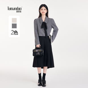 图曼朵灰色西装 女小香风设计感短外套通勤面试气质小个子显瘦上衣