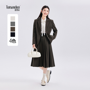 图曼朵深棕色西装套装女春新款高级感气质小个子面试正装西服外套