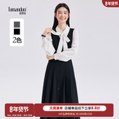 图曼朵黑色背心裙女春季 出席重要场合连衣裙教师穿搭面试套装 长裙