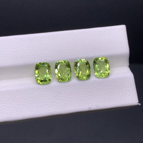 天然高品质橄榄石长方裸石6x8mm可镶嵌18k金 银戒指吊坠耳坠等