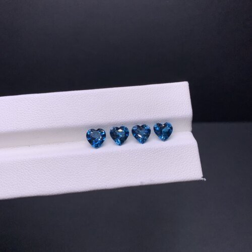 天然伦敦蓝托帕石裸石6x6mm可镶嵌18k金银戒指吊坠耳坠 单粒售价