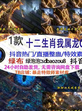 抖音 十二生肖我属龙C游戏直播整蛊Onlyclimb绿幕特效视频素材up