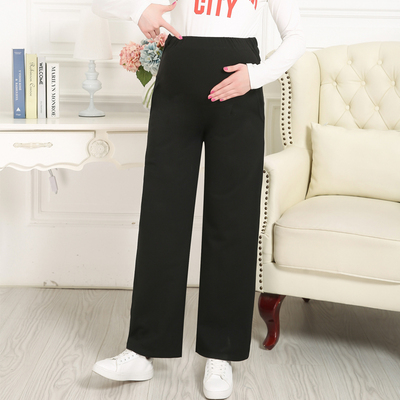 大码200斤孕妇阔腿裤秋冬季外穿打底裤时尚孕R期可调节托腹裤长裤