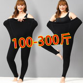 春秋无绒薄绒秋冬加绒踩脚连体袜连裤 袜打底裤 袜 200斤孕妇裤 大码