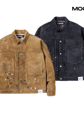 现货 NEIGHBORHOOD DRIP SUEDE JACKET 麂皮泼墨夹克24FW