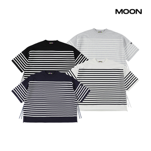 KNIT VENTILATION BORDER 现货 T恤 ness 拉链条纹短袖 25SS