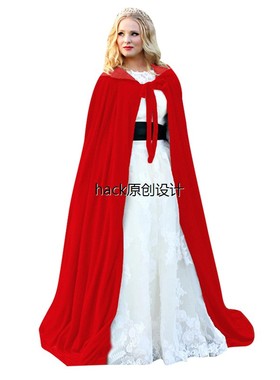 跨境吸血鬼cos服 成人儿童斗篷披风连帽披风女巫公主黑色天鹅绒