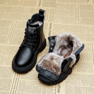 女童马丁靴2025冬季新款中大童加绒加厚保暖防水雪地靴儿童靴子潮