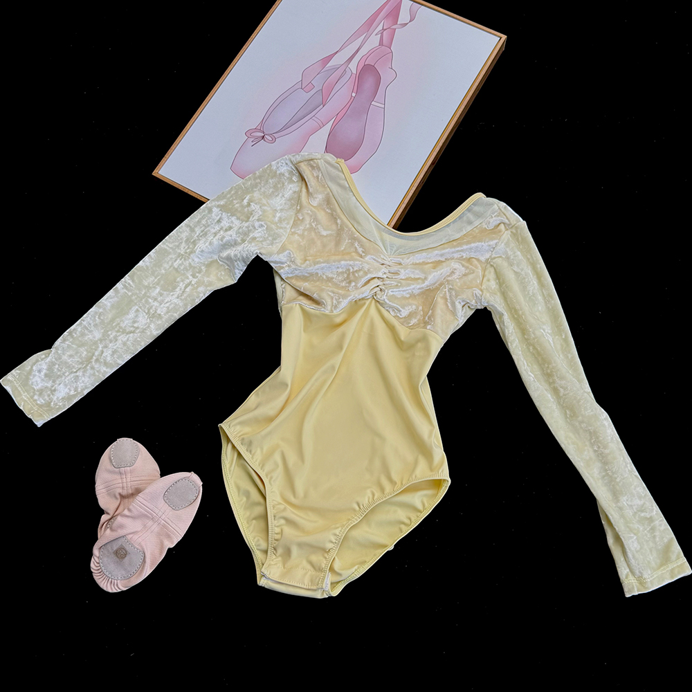 儿童舞蹈服女长袖丝绒练功服女孩秋冬季跳舞芭蕾舞裙中国舞服套装