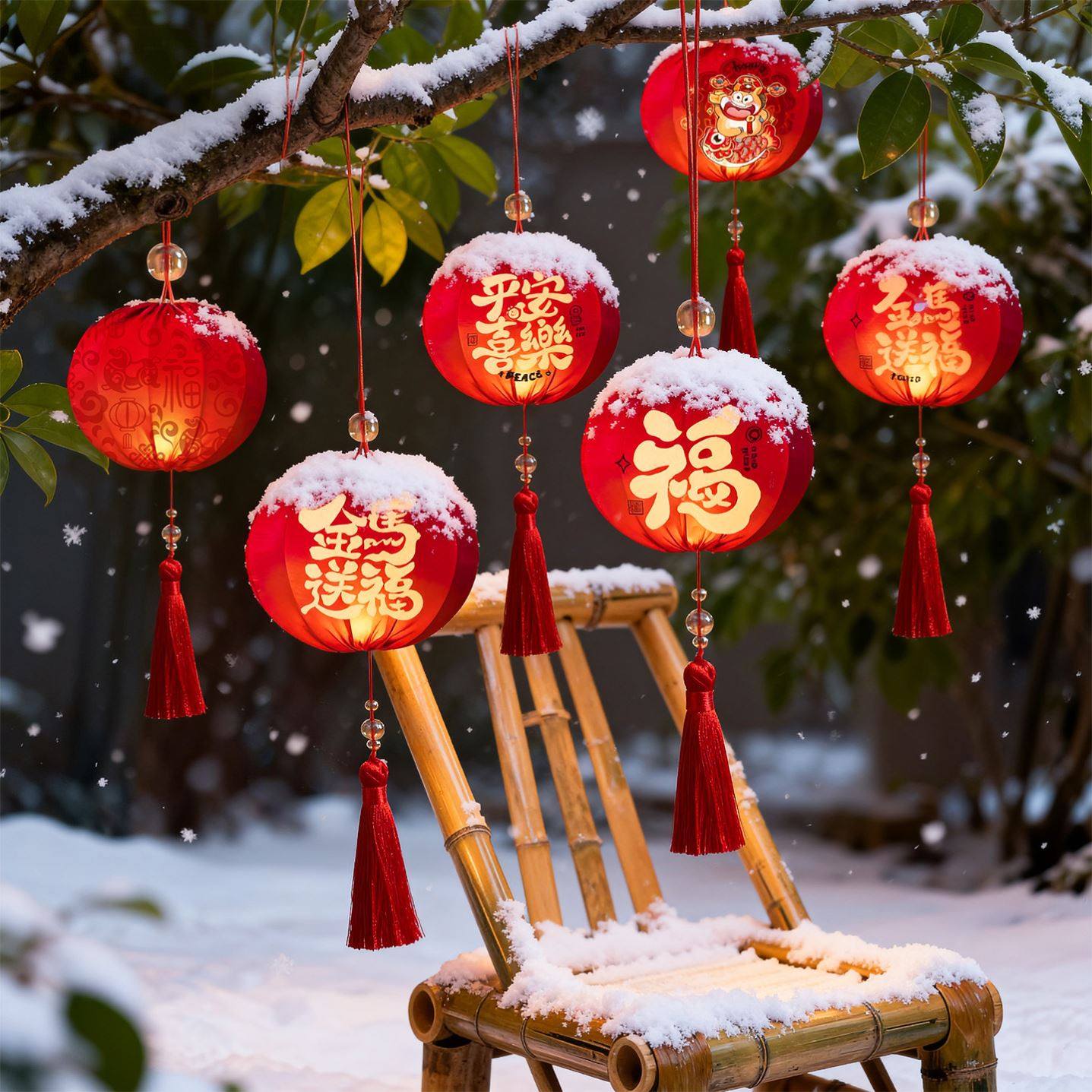 挂树上的小灯笼发光免插电新年装饰2026新款挂件春节过年氛围花灯