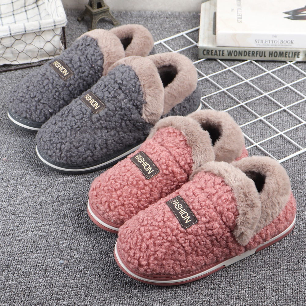 带后跟保暖舒适室外高包跟棉拖鞋