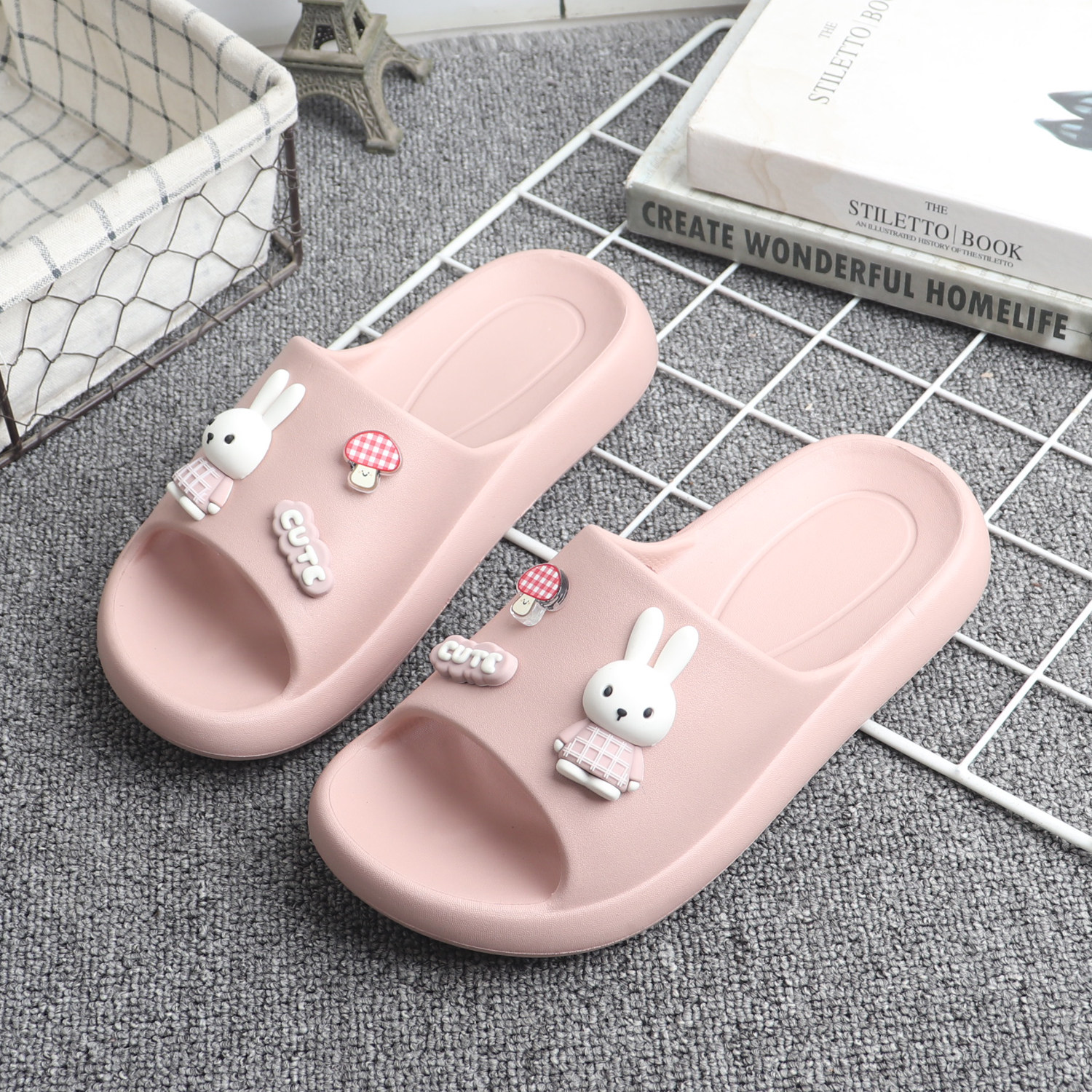 卡通兔子凉拖鞋女生居家防滑踩屎感静音洗澡软底舒适宿舍一字拖夏,女鞋,一字拖,淘宝优惠券,粉丝福利购,淘宝优惠卷