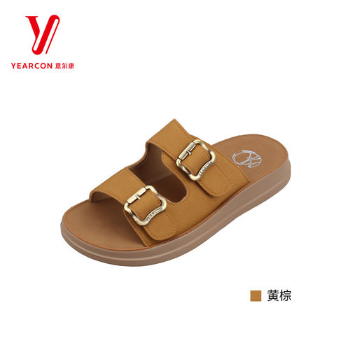 意尔康女夏季厚底防滑搭扣凉拖