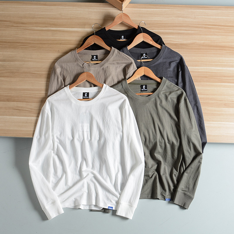 长袖休闲通勤丝滑铜氨丝T恤