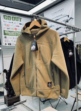 高密双面摇粒绒防风保暖自发热男女同通户外连帽抓绒衣开衫外套