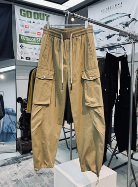 日系户外机能风全棉水洗斜纹面料立体剪裁弯刀裤男士工装休闲裤