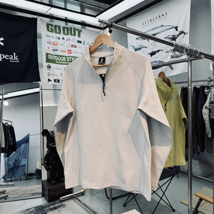 网眼肌理吸湿透气排汗登山徒步户外动态保暖男士 套头半拉链抓绒衣