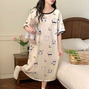 夏季 泡泡皱连衣睡裙女宽松休闲可外穿家居服 爆款 可爱卡通韩版