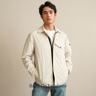PUPP秋冬季男士休闲简约尼龙防水口袋工装衬衫版型薄棉服夹克外套