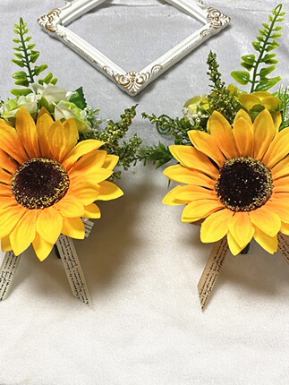 Sunflower Corsage Simulation New Sunflower Large School Graduation Ceremony Business Meeting Event Vip Corsage