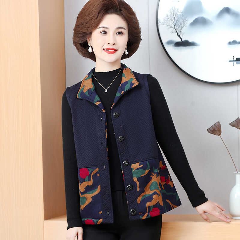 妈妈马甲口袋大码马夹加肥大码