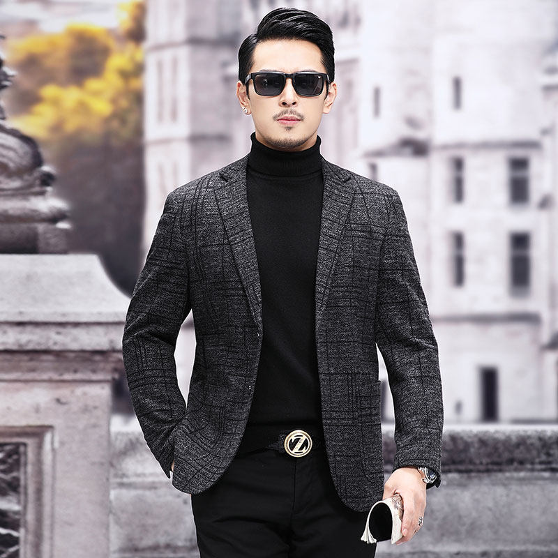 M3321钱塘2020-3秋冬男士帅气男士休闲西服外套修身小西装P145图片