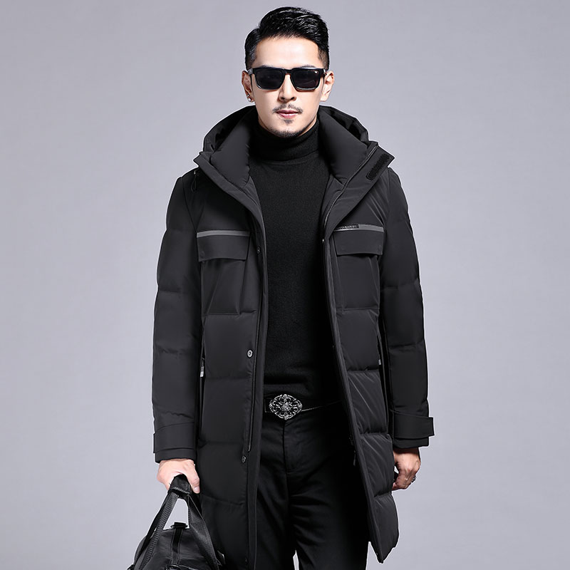 B21159钱塘2020-3冬季羽绒服加厚连帽男士中长款休闲外穿外套P355图片