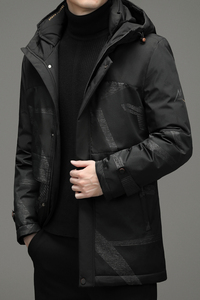 V9187钱塘2020-3冬季男士羽绒服加厚连帽中长款鸭绒保暖冬季P240,中长红色西装马甲搭配图片