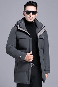 B2176钱塘2020-3冬季连帽男士羽绒服90白鸭绒中年商务休闲P290图片