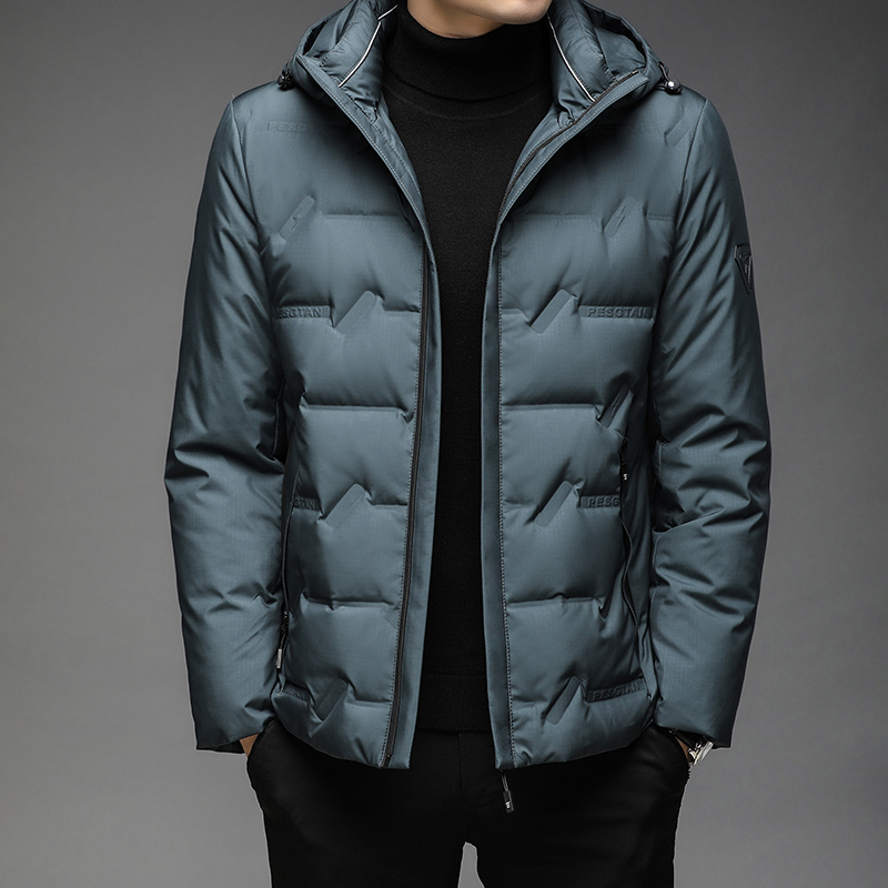 B2119钱塘2020-3冬季男士羽绒服90灰鸭绒加厚连帽休闲外穿P235，男装羽绒服，钱塘207-3