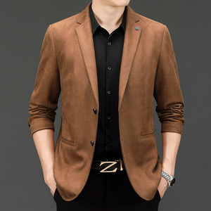 L663钱塘2020-3秋冬商务麂皮绒修身西服休闲男士西服高品质P170图片