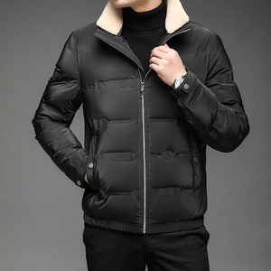B8216钱塘2020-3冬季翻领男士羽绒服90白鸭绒中年领子可脱卸P255,中年日系男人穿搭图片